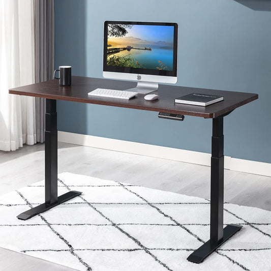 Electric Standing Desk Dual Motor Adjustable Height Desk Seamless Desktop 3-Stage Adjustable Steel Legs Ultra-Quiet Adjustment Stand up Desks for Home Office 48”X24” Black