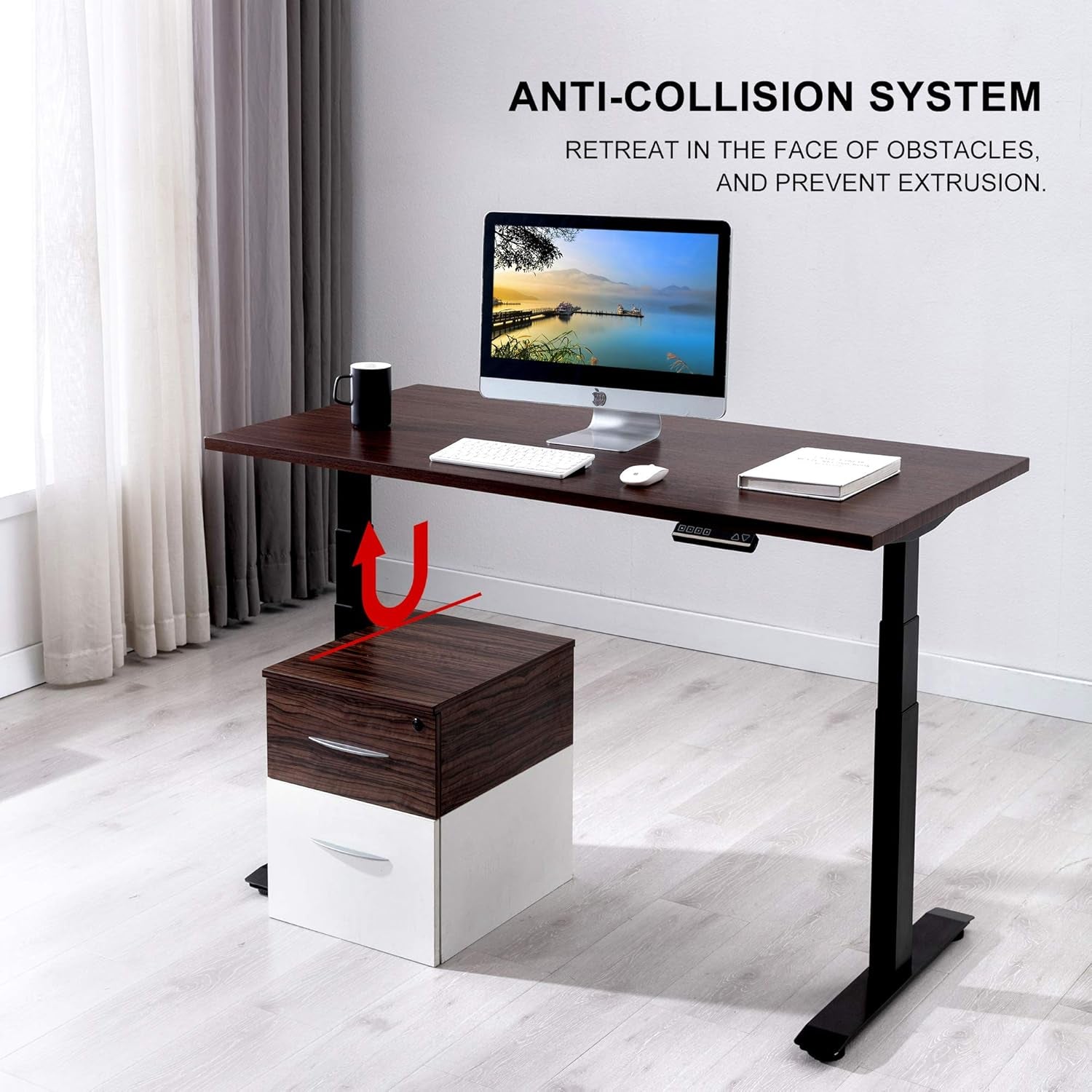 Electric Standing Desk Dual Motor Adjustable Height Desk Seamless Desktop 3-Stage Adjustable Steel Legs Ultra-Quiet Adjustment Stand up Desks for Home Office 48”X24” Black